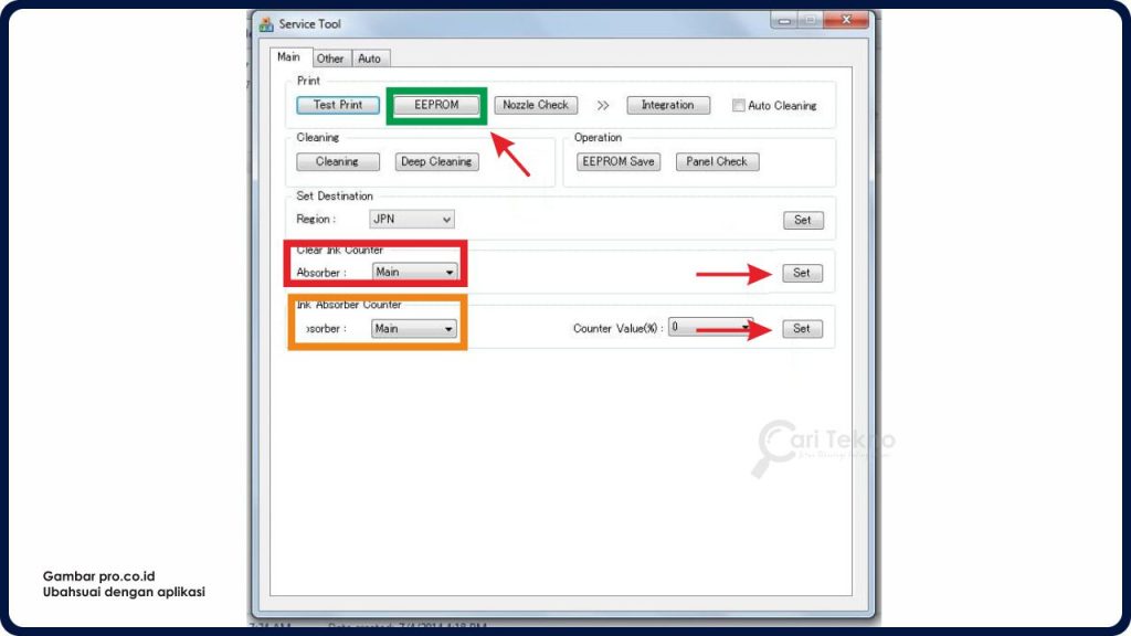 buka aplikasi resetter canon mp258