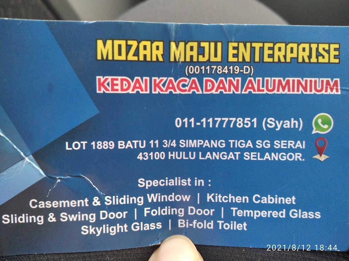 Kedai Aluminium dan kaca Mozar Maju Ent Kedai Aluminium Selangor